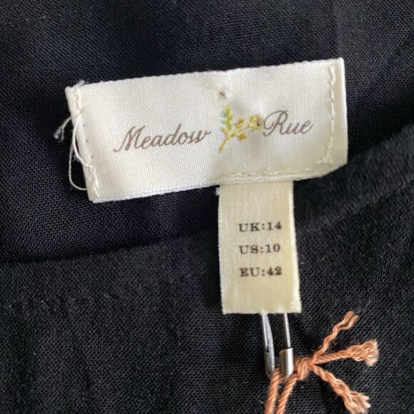 NWT Anthropologie Meadow Rue Dress Womens Sz‎ 10 Drop Waist Minutiae Black - Picture 6 of 13